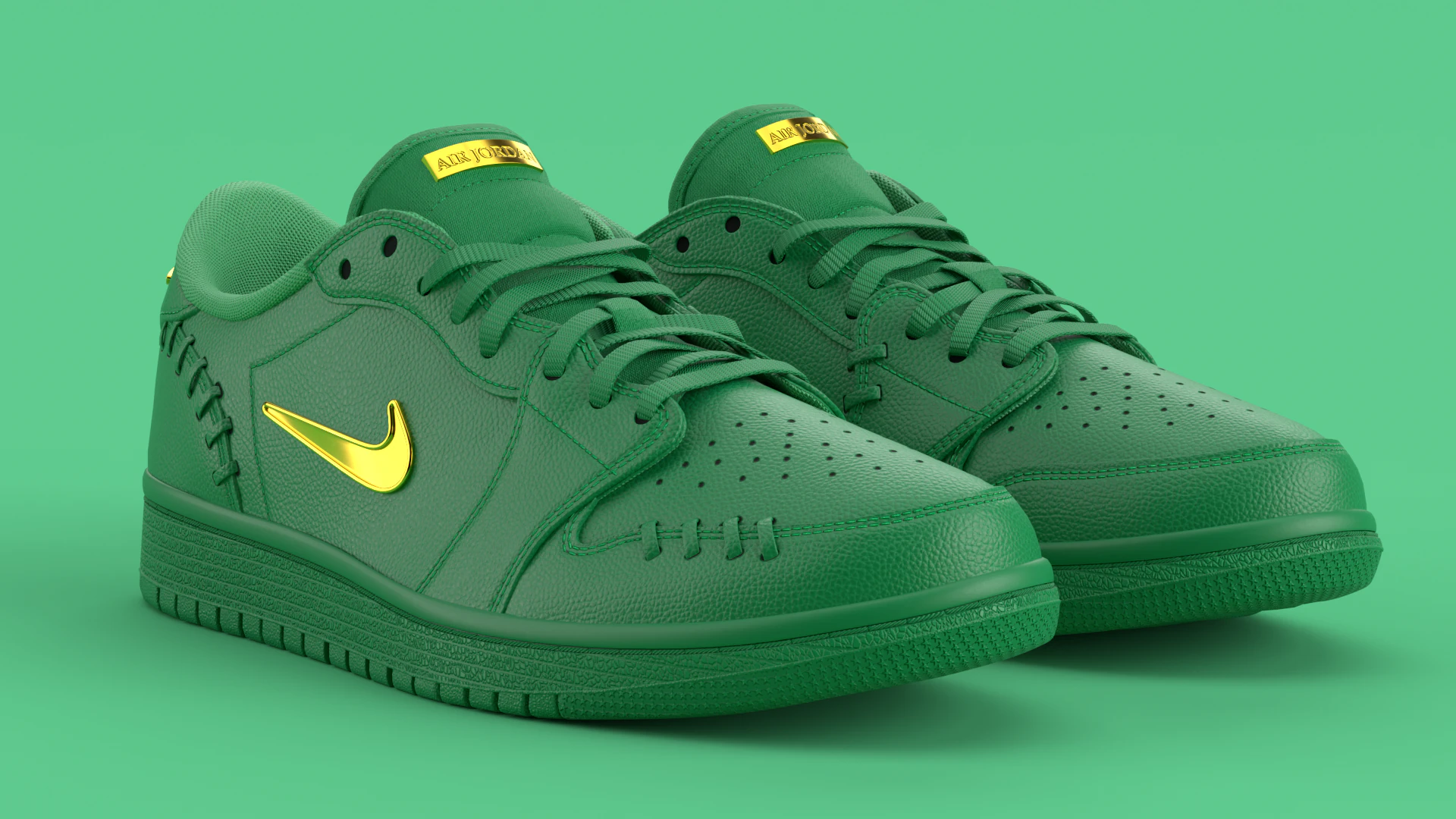 Air Shoe Low Method of Make Green Metallic Gold 3D Model .c4d .max .obj .3ds .fbx .stl .blend 