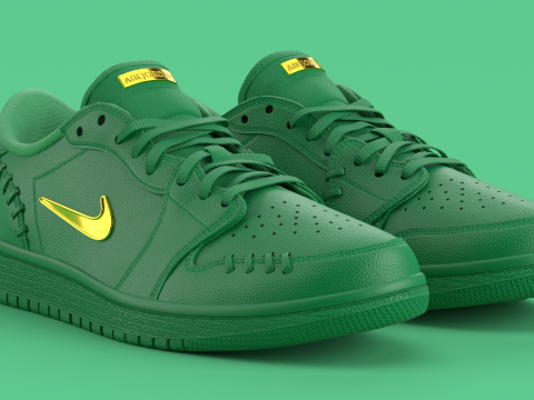 Air Shoe Low Method of Make Green Metallic Gold 3D Model