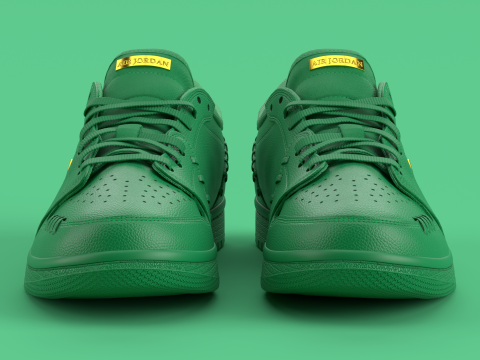 Air Shoe Low Method of Make Green Metallic Gold 3D Model