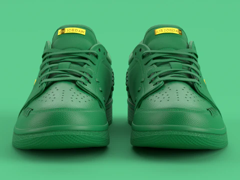 Air Shoe Low Method of Make Green Metallic Gold 3D Model