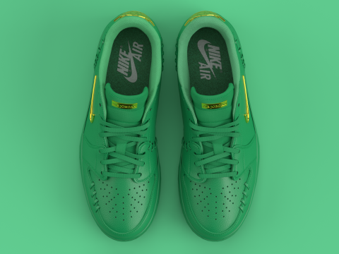 Air Shoe Low Method of Make Green Metallic Gold 3D Model
