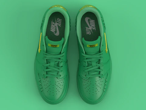 Air Shoe Low Method of Make Green Metallic Gold 3D Model
