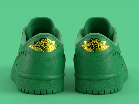 Air Shoe Low Method of Make Green Metallic Gold 3D Model