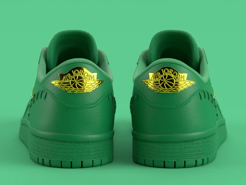 Air Shoe Low Method of Make Green Metallic Gold 3D Model