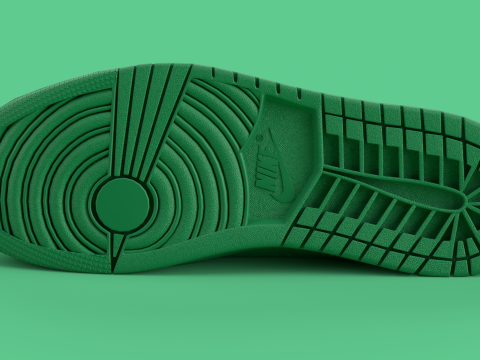 Air Shoe Low Method of Make Green Metallic Gold 3D Model