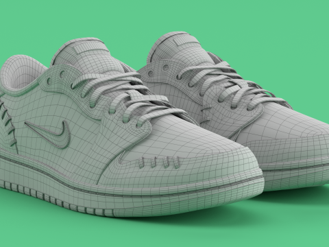 Air Shoe Low Method of Make Green Metallic Gold 3D Model