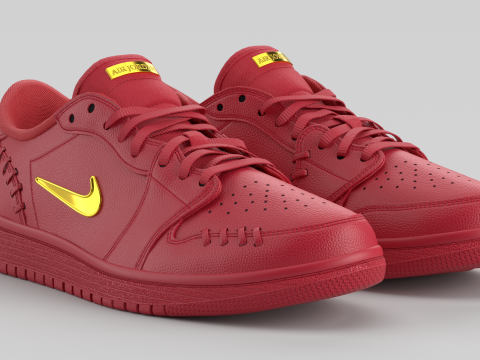Air shoe 1 Low Method of Make Gym Red Metallic Gold 3D Model
