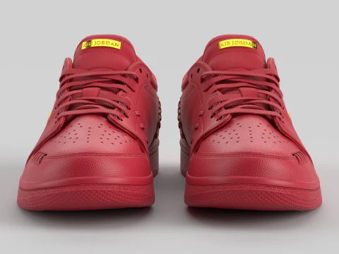 Air shoe 1 Low Method of Make Gym Red Metallic Gold 3D Model