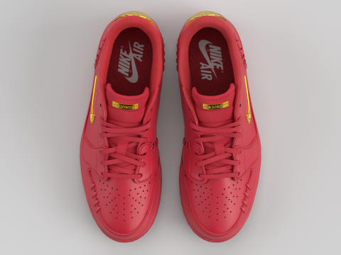 Air shoe 1 Low Method of Make Gym Red Metallic Gold Model 3D