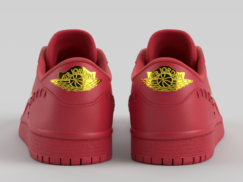 Air shoe 1 Low Method of Make Gym Red Metallic Gold Model 3D