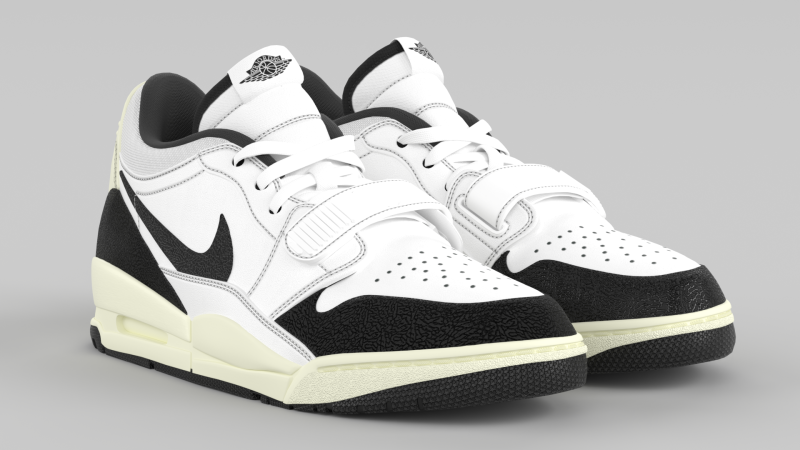 Air Shoe Legacy 312 Low White Sail Black 3D 모델 .c4d .max .obj .3ds .fbx .stl .blend 