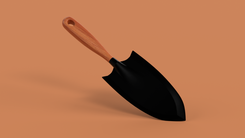 Potting Trowel with Wooden Handle Modelo 3D .c4d .max .obj .3ds .fbx .stl .blend 