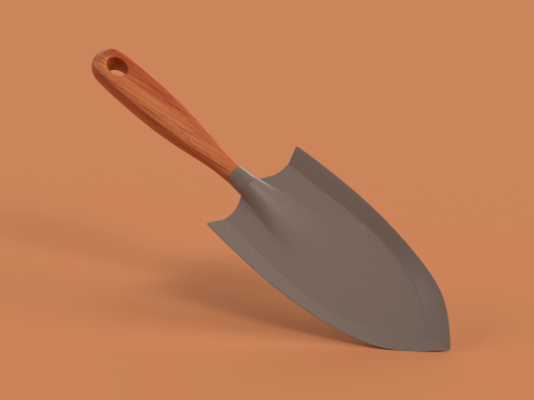 Potting Trowel with Wooden Handle Modelo 3D