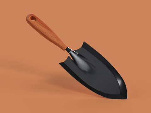 Potting Trowel with Wooden Handle Modelo 3D