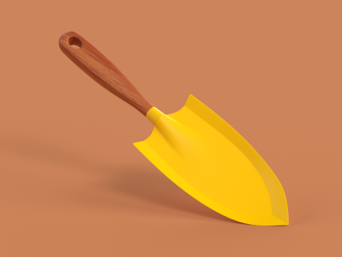 Potting Trowel with Wooden Handle Modelo 3D