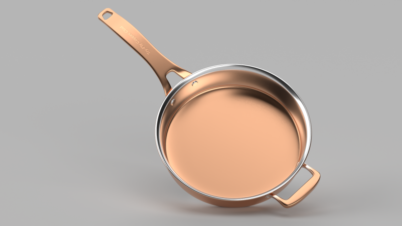 Triply Copper Frying Pan Model 3D .c4d .max .obj .3ds .fbx .stl .blend