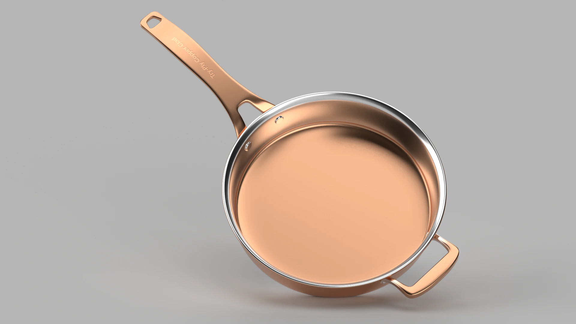 Triply Copper Frying Pan 3D Model .c4d .max .obj .3ds .fbx .stl .blend 