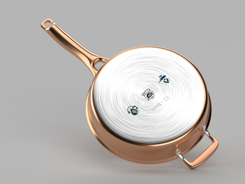 Triply Copper Frying Pan Model 3D