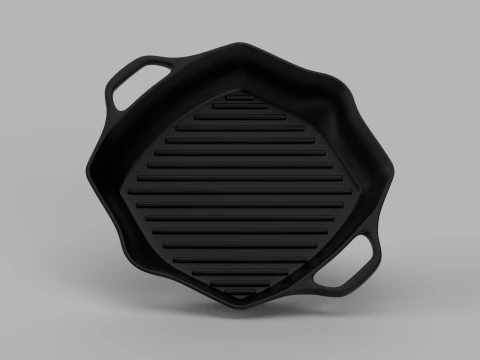 Charakterystyczny kwadratowy grill na patelni Model 3D