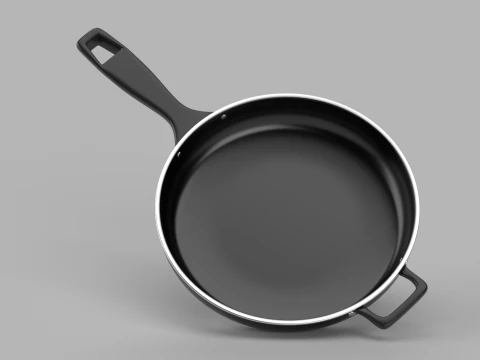 Kulplu Kızartma Tavası 3D Model