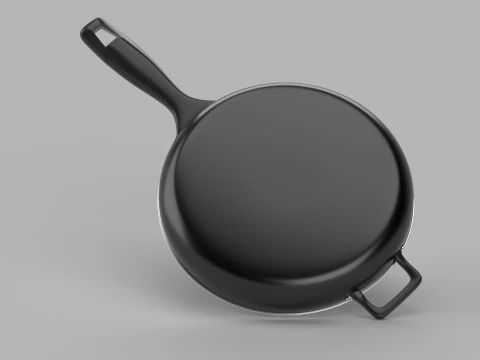 Fry Pan with Handle 3D Model