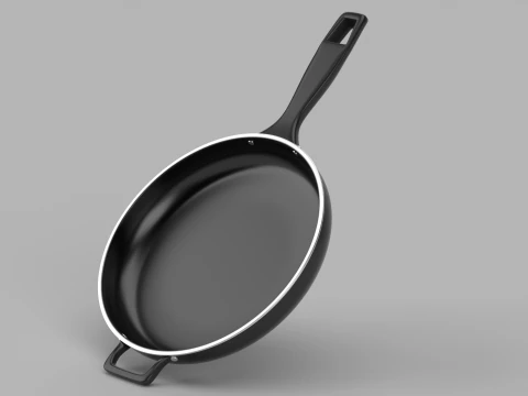 Fry Pan with Handle 3D Model