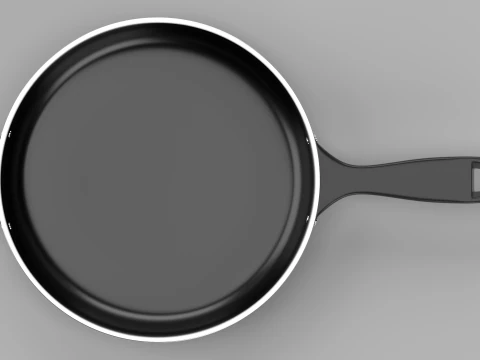 Fry Pan with Handle 3D Model