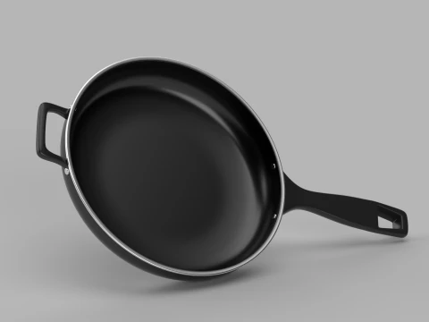 Fry Pan with Handle 3D Model