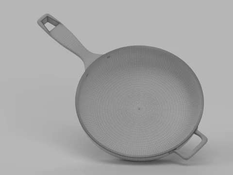 Fry Pan with Handle 3D Model