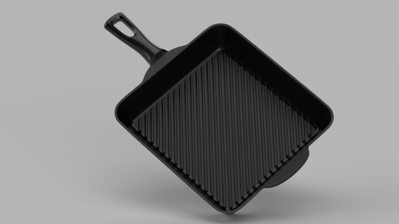 Iron Square Grill Pan 3D Модель .c4d .max .obj .3ds .fbx .stl .blend