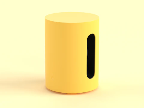 Bezprzewodowy subwoofer ż&oacute;łty Model 3D