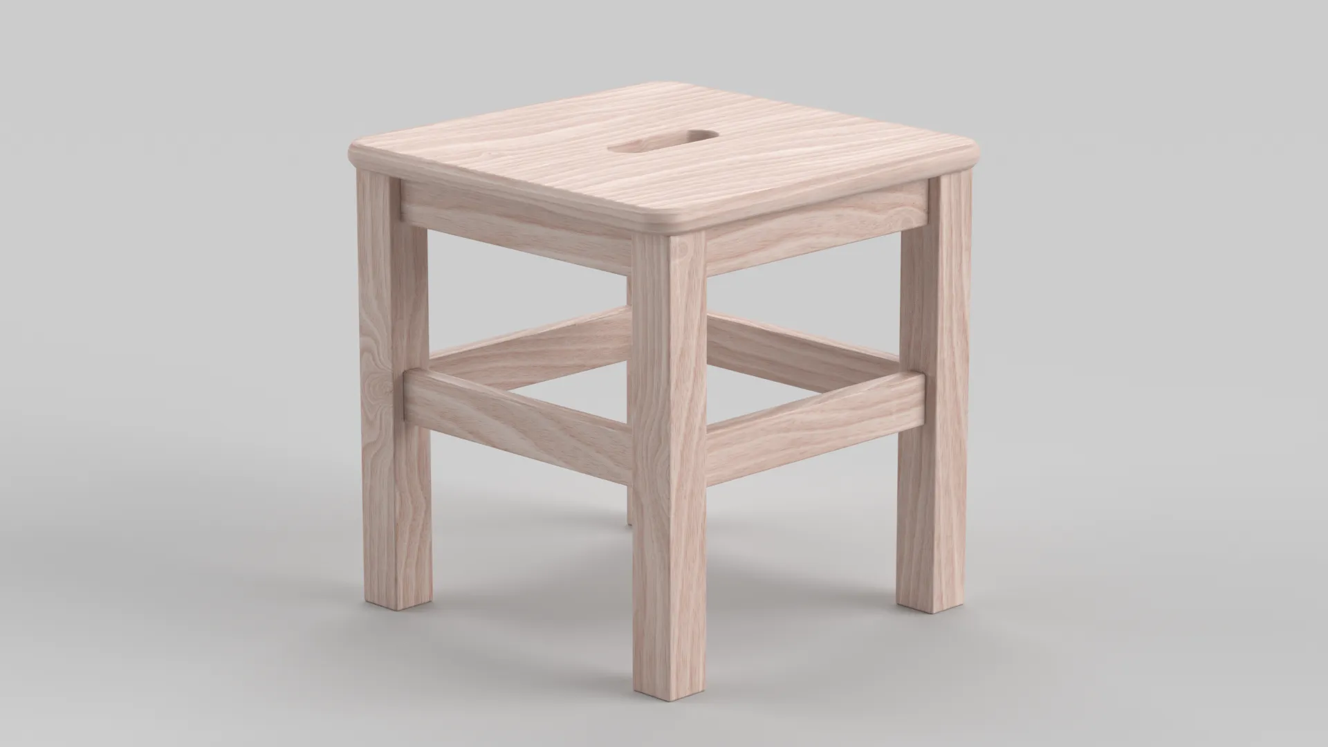 Square Wooden Stool 3D Model .c4d .max .obj .3ds .fbx .stl .blend 