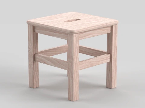 정사각형 나무 의자 3D 모델