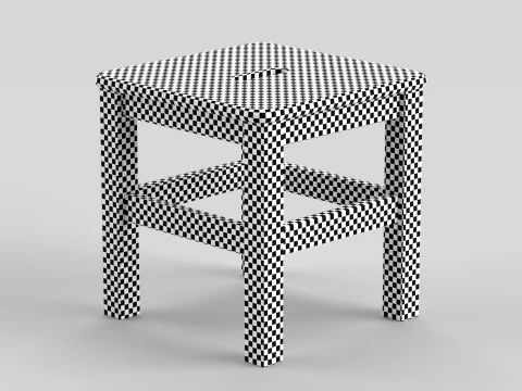 Square Wooden Stool 3D Model