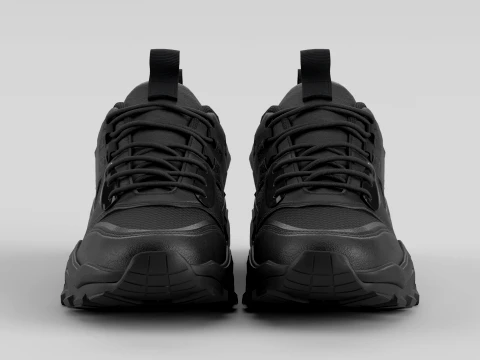 Chunky Black Shoe Sneaker 3D Model