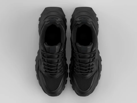 Chunky Black Shoe Sneaker 3D Model