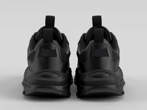 Chunky Black Shoe Sneaker 3D Model