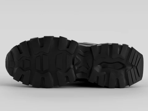 Chunky Black Shoe Sneaker 3D Model