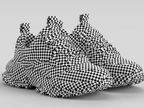 Chunky Black Shoe Sneaker 3D Model