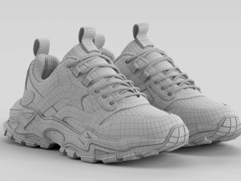 Chunky Black Shoe Sneaker 3D Model