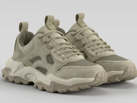 Chunky Beige Shoe Sneaker 3D Model