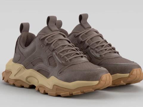 Chunky Brown Shoe Sneaker 3D Model