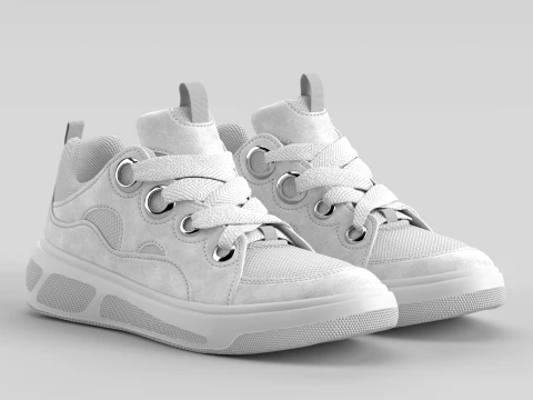 Skater White Shoe Sneaker 3D Model