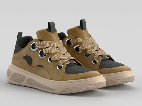 Skater Khaki Shoe Sneaker 3D Model