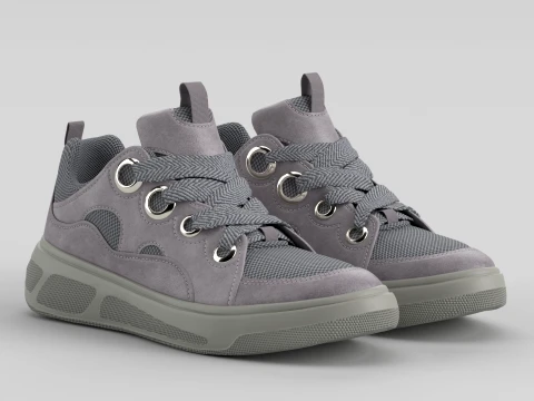 Skater Light Grey Shoe Sneaker 3D Model