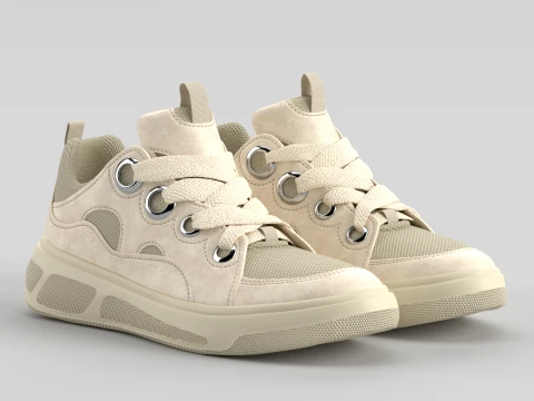 T&ecirc;nis Skater Amarelo P&aacute;lido Modelo 3D