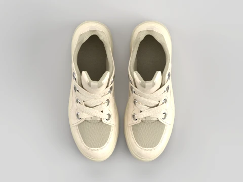 Skater Pale Yellow Shoe Sneaker 3D Model