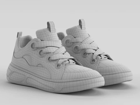 Skater Pale Yellow Shoe Sneaker 3D Model