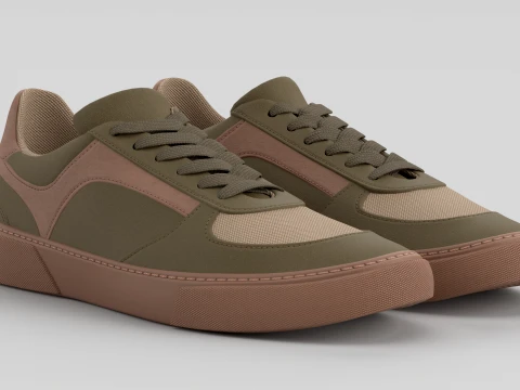 Crawler Olive Green Shoe Sneaker 3D Model