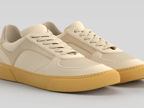 Crawler Beige Shoe Sneaker 3D Model